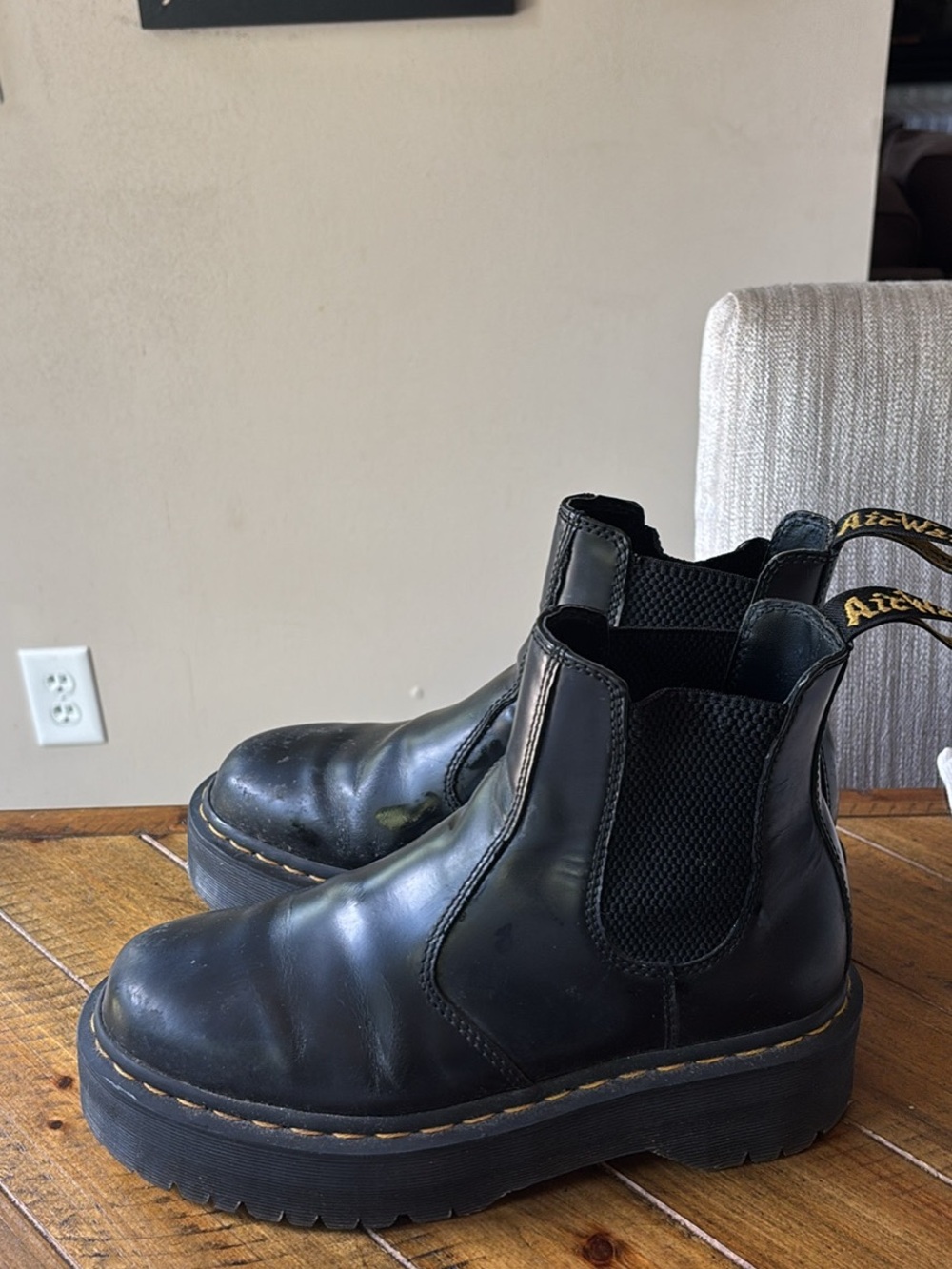 Doc marten Black Slip-On Platform Chelsea Boots